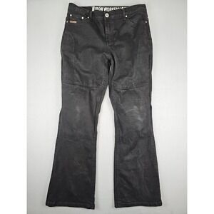 Bilt Iron Workers Motorcycle Jeans Women's Size 12 32x31 Black Denim Knee Pads
